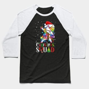 Christmas Squad Funny Xmas Dabbing Unicorn Rainbow Christmas Lights Baseball T-Shirt